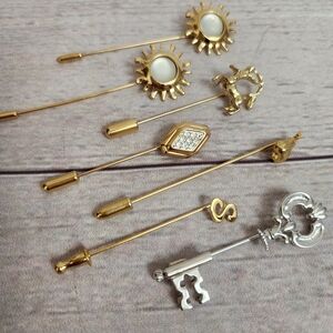 Mixed Gold & Silver Hat Pins and Stick Pins Set